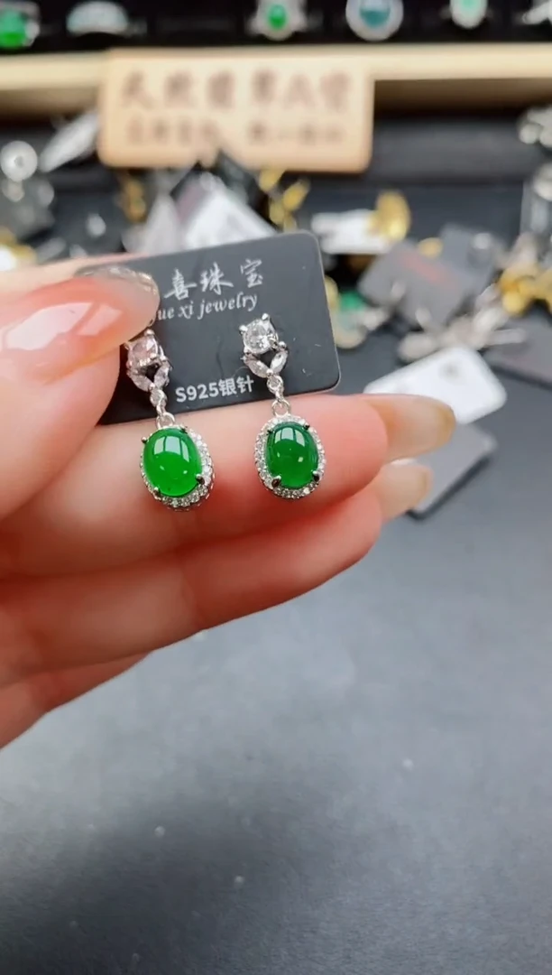 银S925镶嵌戒指翡翠1