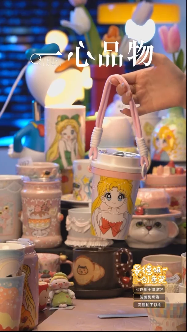 杯子S613景德镇手工手绘杯子摆件