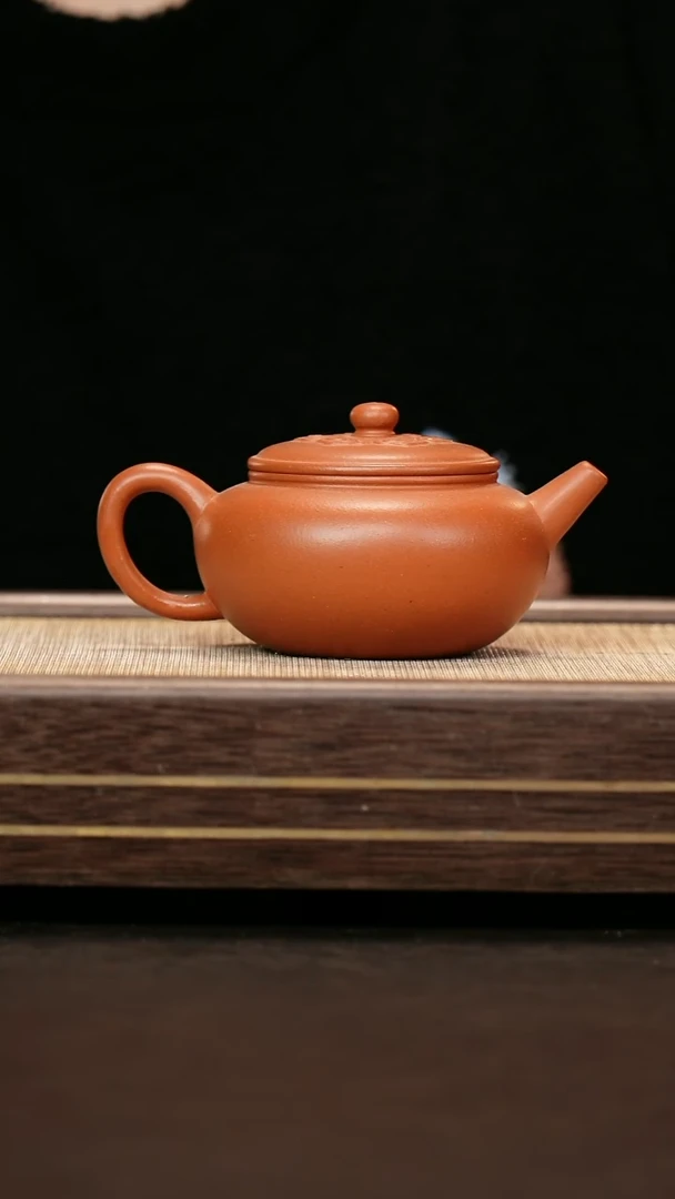 茶壶紫砂红泥  繁花壶