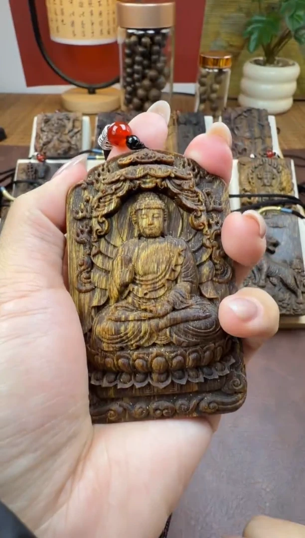 木木雕款芽庄 十二生肖守护   阿米陀佛 8cm 送养香瓶