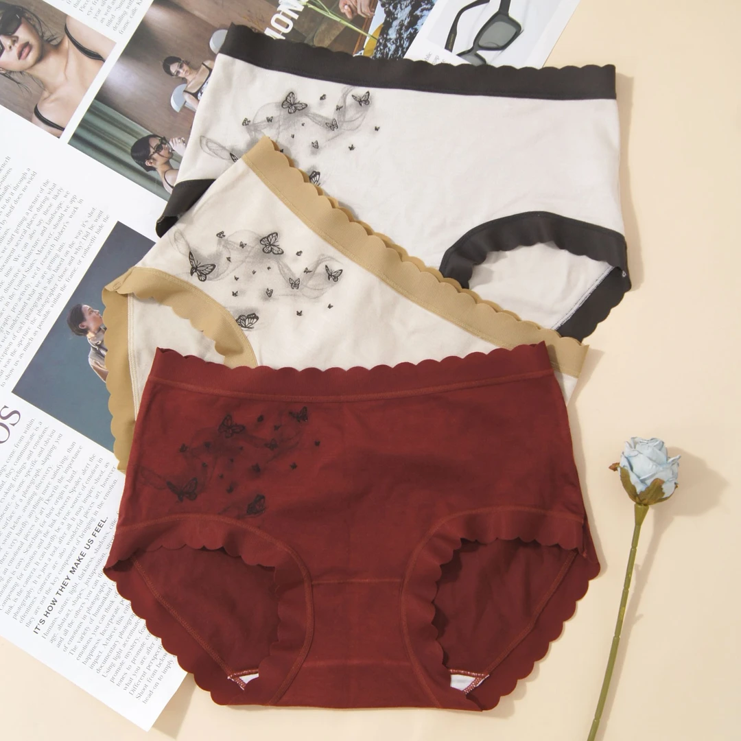 舒适最新款磨毛少女无痕运动棉感女士中腰三角内裤（85-130斤）