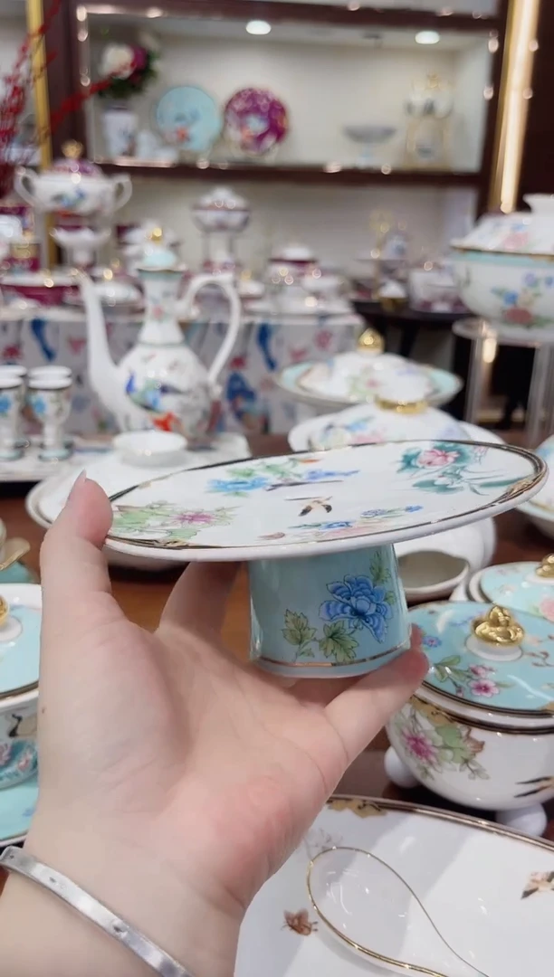 36%以上骨粉骨瓷6寸高脚果盘