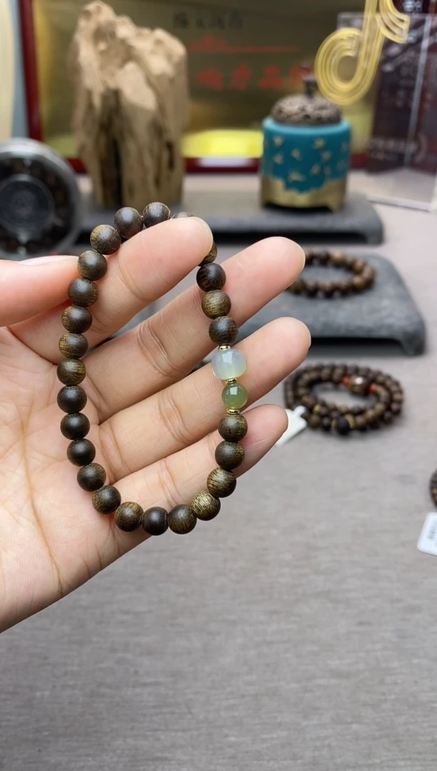 【闪购商品】沉香手串芽庄白棋老料沉水06单圈设计