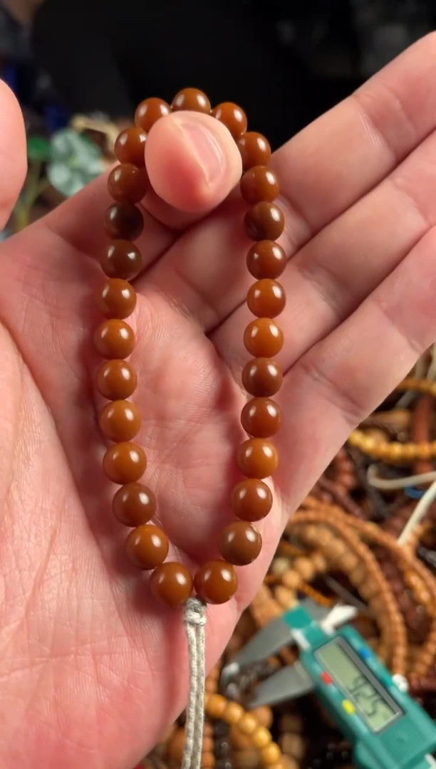 白玉菩提手串王胖子文玩工作室菩提根圆珠深色手持9mm