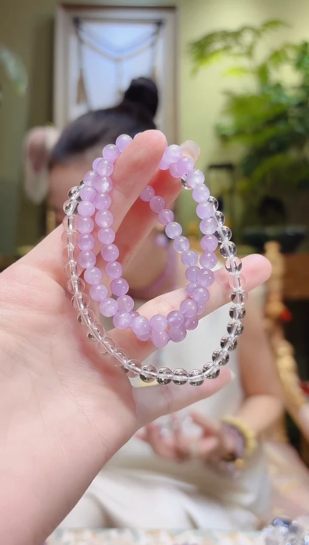 【闪购商品】水晶手串未镶嵌紫锂辉白水晶手串3圈