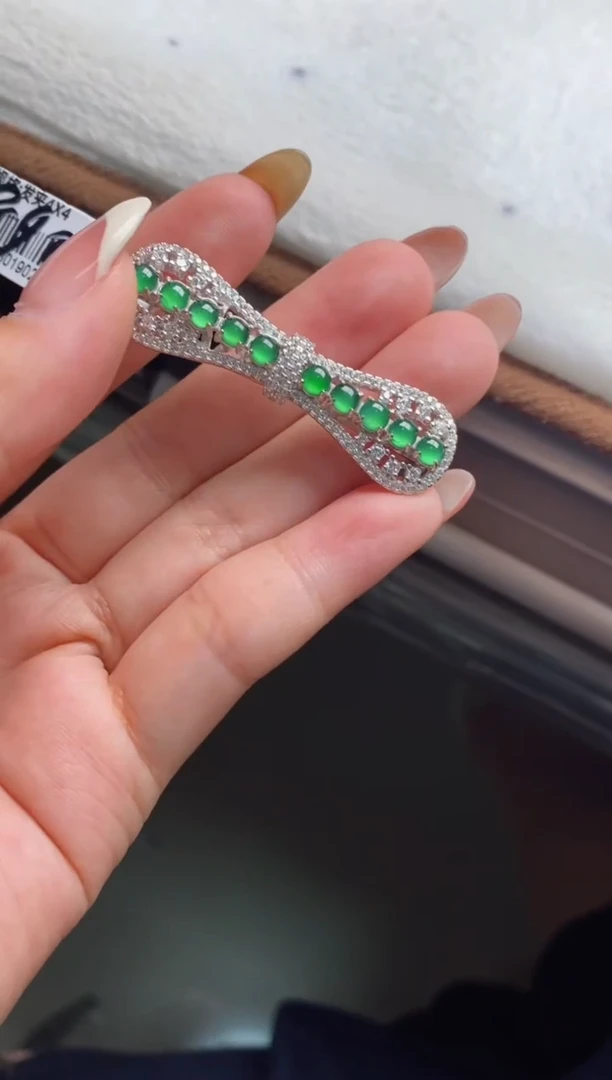 银S925镶嵌戒指翡翠天然A货翡翠