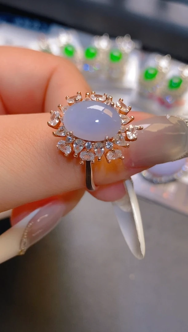 翡翠银S925镶嵌耳饰天然