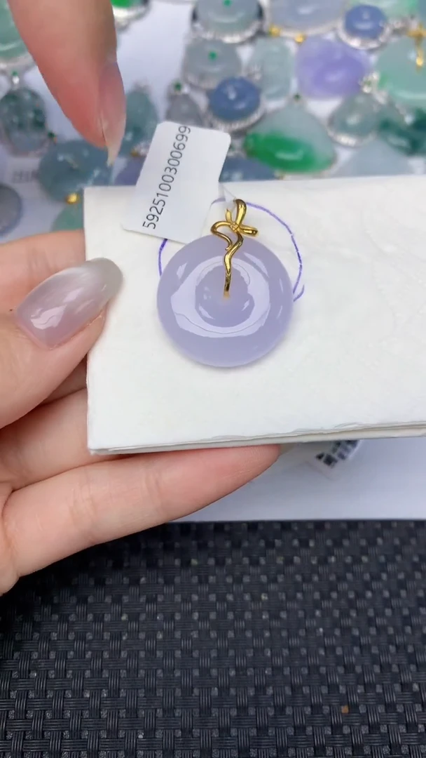 颈饰18K金镶嵌翡翠天然缅甸翡翠a货百元以上9元证书费自理