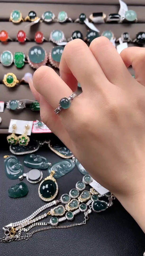 【闪购商品】翡翠戒指银S925镶嵌432432