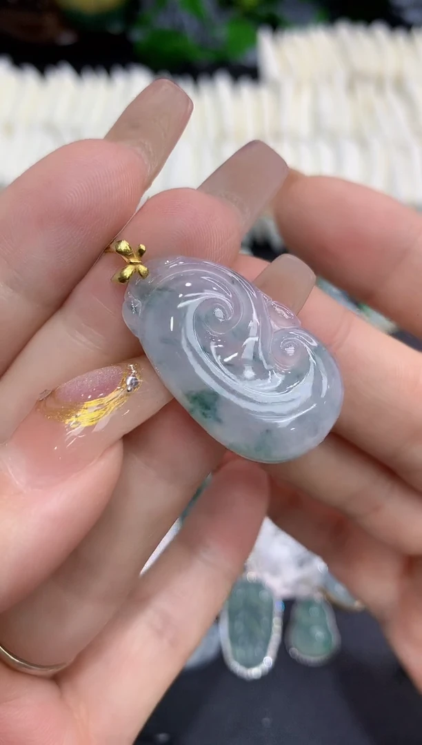 翡翠18K金镶嵌吊坠(不含链)1111