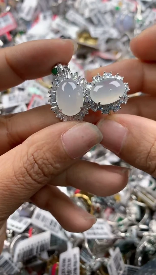 银S925镶嵌戒指翡翠555    1