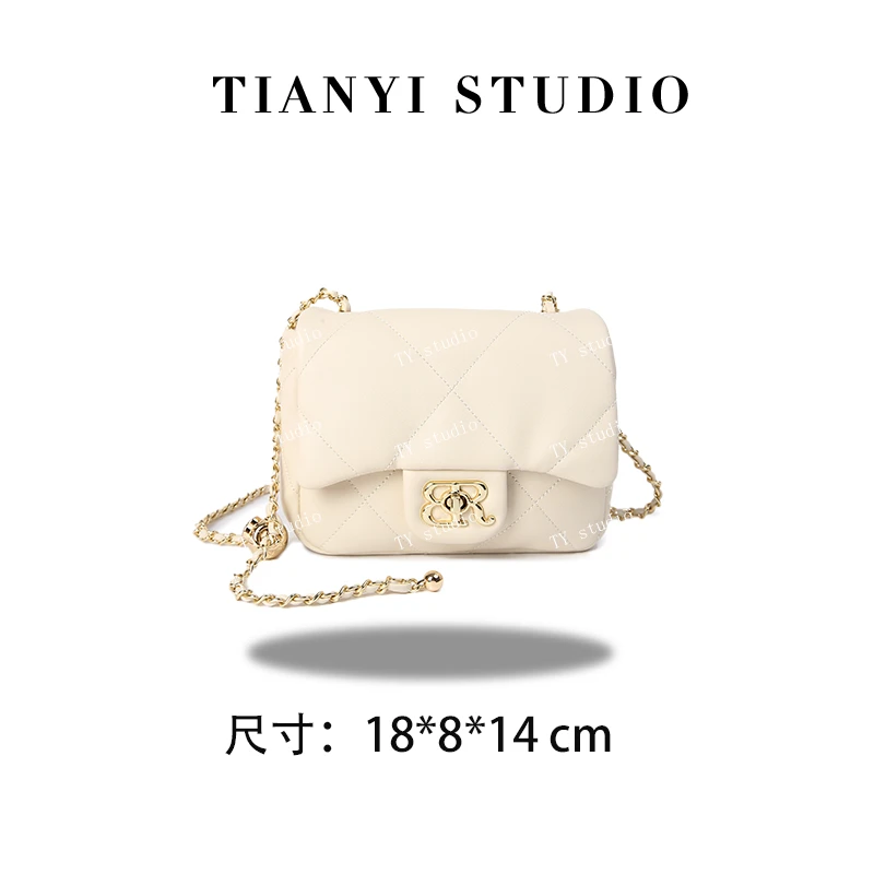 【TY】BF-66028-米白色  轻奢高级单肩斜跨韩版链条女包包