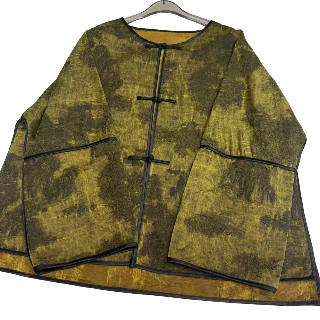 100桑蚕丝油丝老料香云纱外套