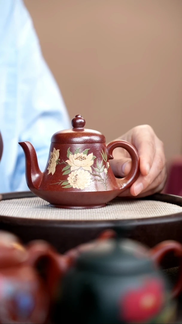 茶壶紫砂柴烧思婷泥绘三花