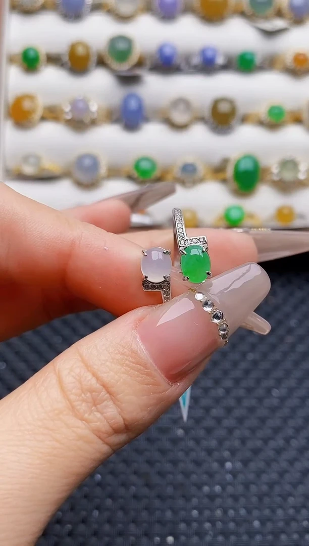 银S925镶嵌戒指翡翠7519