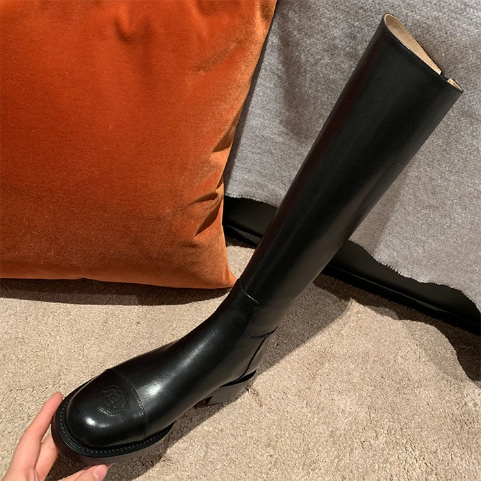 2025新款葡萄妈同款现货厚底高长筒显山茶花靴子秋冬加绒骑士靴女