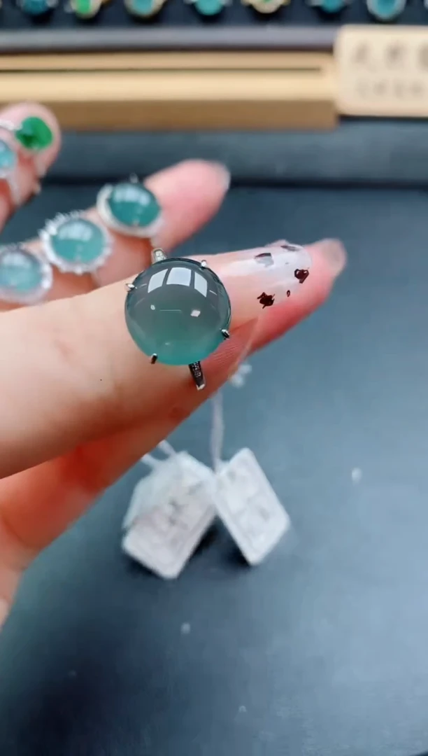 银S925镶嵌戒指翡翠1