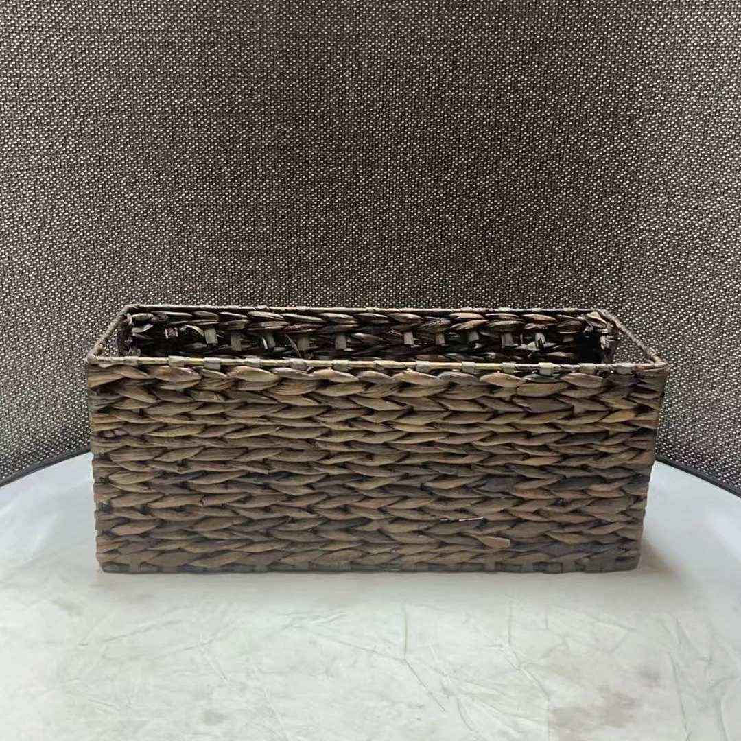 3735瑕疵款 长40宽15高16cm 家用草编收纳筐长方形桌面创意储物篮