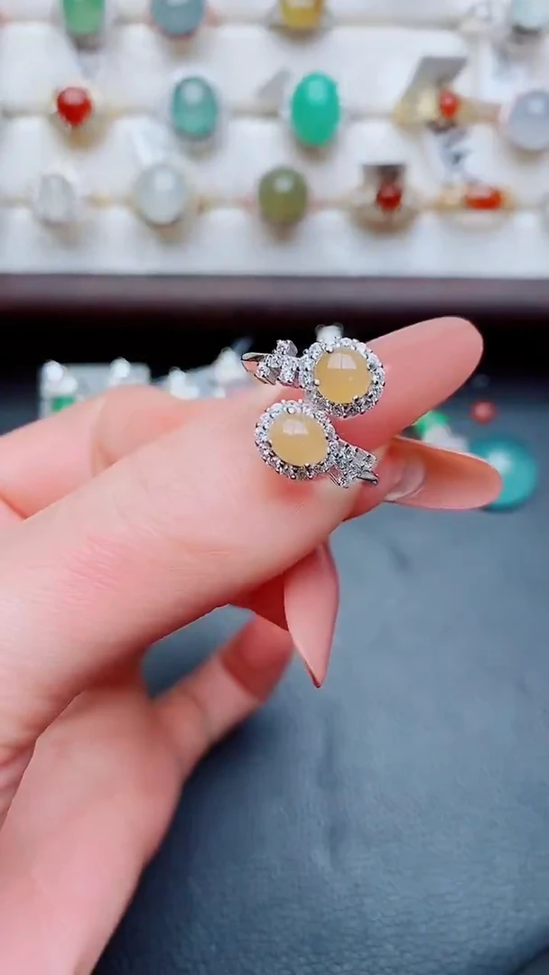 银S925镶嵌戒指翡翠...