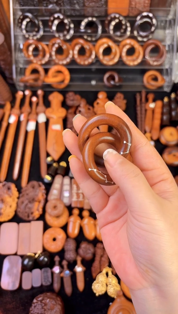 雷枣木老料银七星乾坤圈