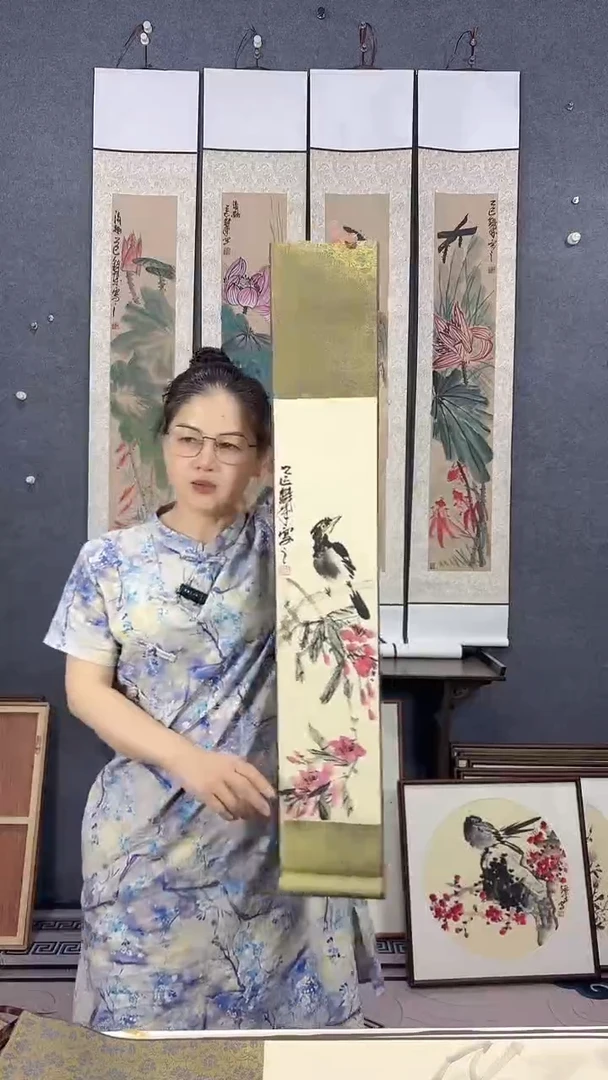 国画90*15吴铁成手绘卷轴