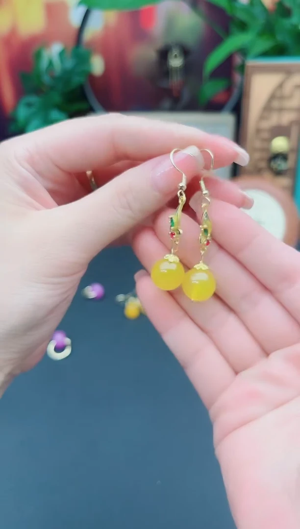 玛瑙/玉髓耳饰银S925镶嵌318000