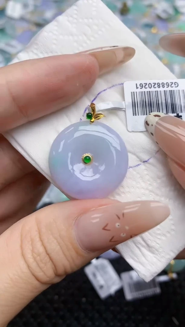 翡翠18K金镶嵌颈饰84   天然翡翠A货