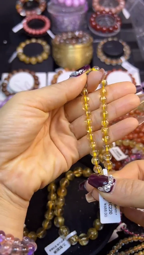 未镶嵌手串水晶金发晶6mm+