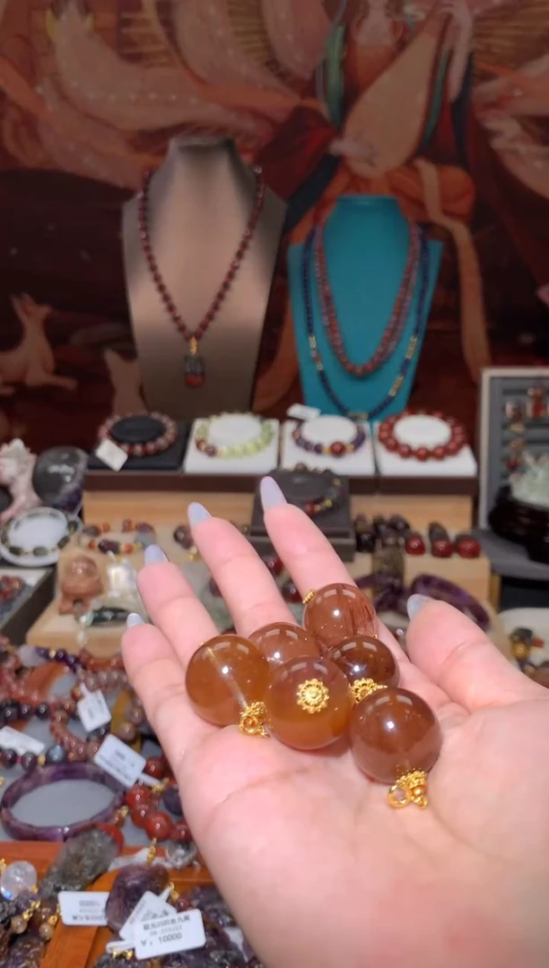 未镶嵌珠宝半成品水晶黄兔毛单珠19mm多样性发其1