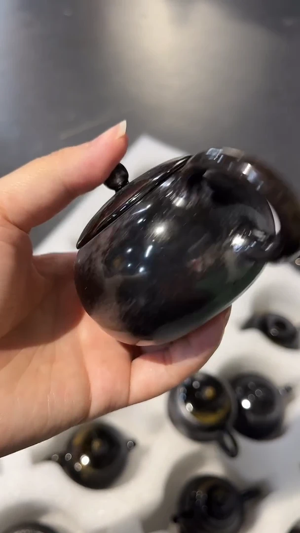 壶73号容量110-120ML乌金 开片 瑕疵 介意不拍