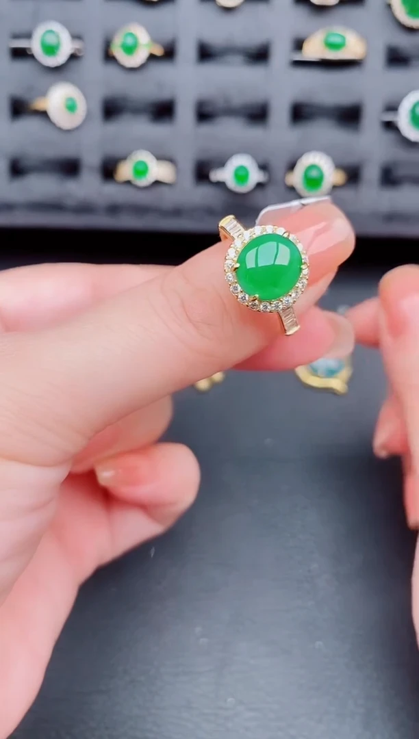 翡翠戒指银S925镶嵌天然a货翡翠427