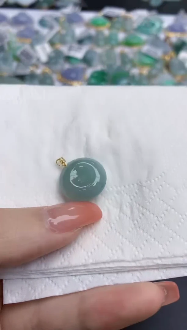 【闪购商品】翡翠颈饰18K金镶嵌天然缅甸翡翠A货