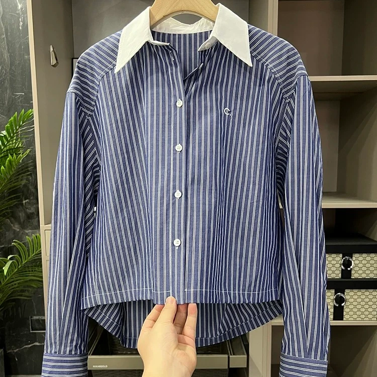 D31158南油爆款竖条纹衬衣