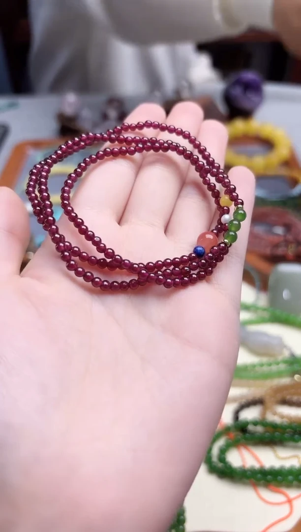 未镶嵌长串石榴石石榴石小米珠长串ZD