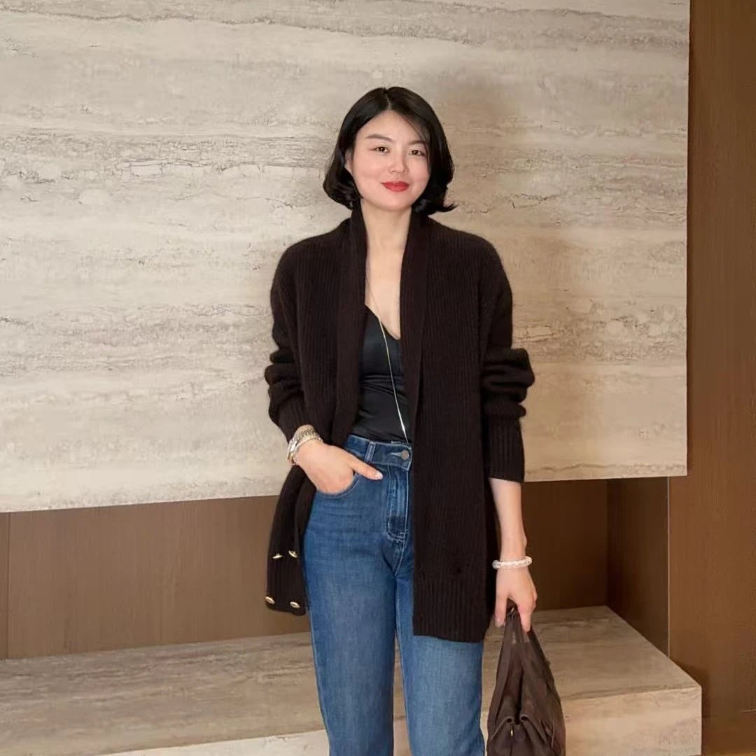 TANTAN 休闲气质百搭宽松秋季慵懒针织开衫3259