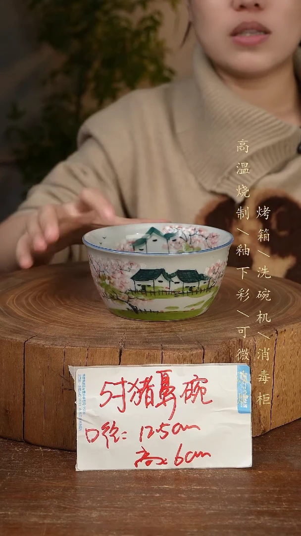 碗瓷景德镇手工手绘高温瓷釉下彩