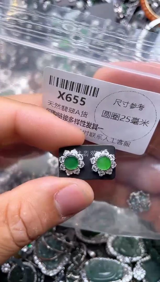 【闪购商品】翡翠颈饰未镶嵌X655耳钉