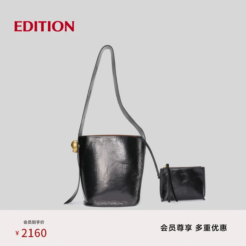 EDITION RED LABEL冬季金豆锁牛皮单肩水桶包#EBD4HBG005