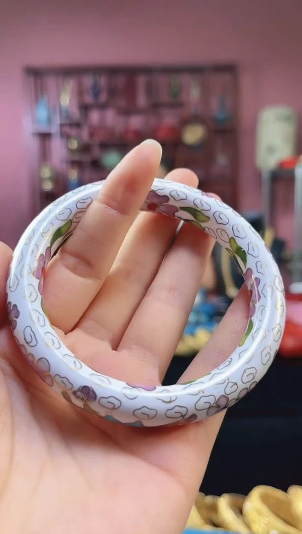 非遗 景泰蓝棍镯 白