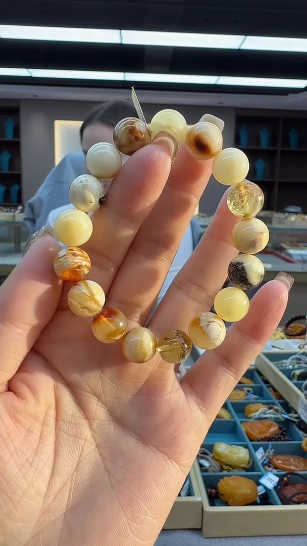 手链琥珀未镶嵌64秒拍号 假一罚三 11mm