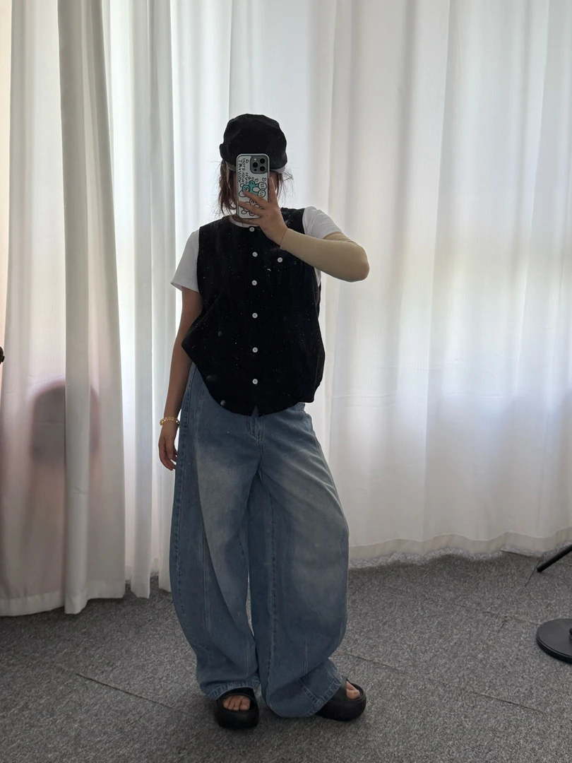 【 PAOMIAN 】25年春季新款做旧水洗宽松休闲出勤直筒裤