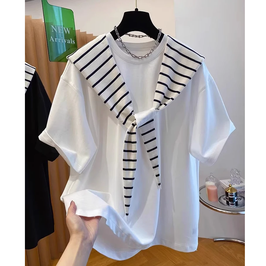 大码300斤欧货潮流披肩加连帽短袖t恤男女夏季宽松时髦两件套上衣