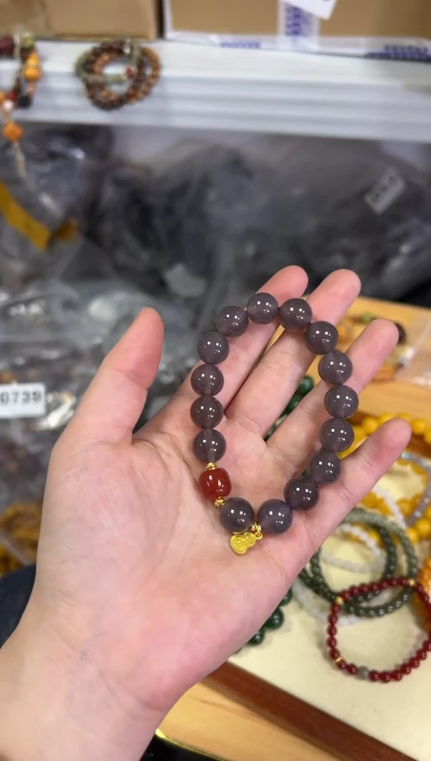【闪购商品】玛瑙/玉髓手链未镶嵌冰烟紫玛瑙设计款手串[0562]
