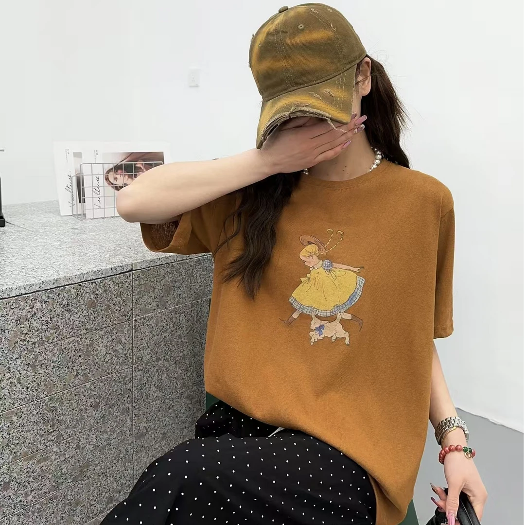 【主播推荐】女款女孩和小狗短袖T恤25036