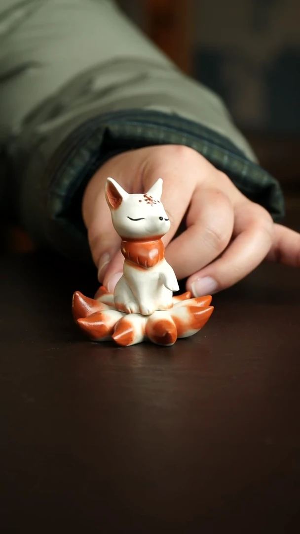 茶杯紫砂11号 九尾狐茶宠 宜兴紫砂原矿作品