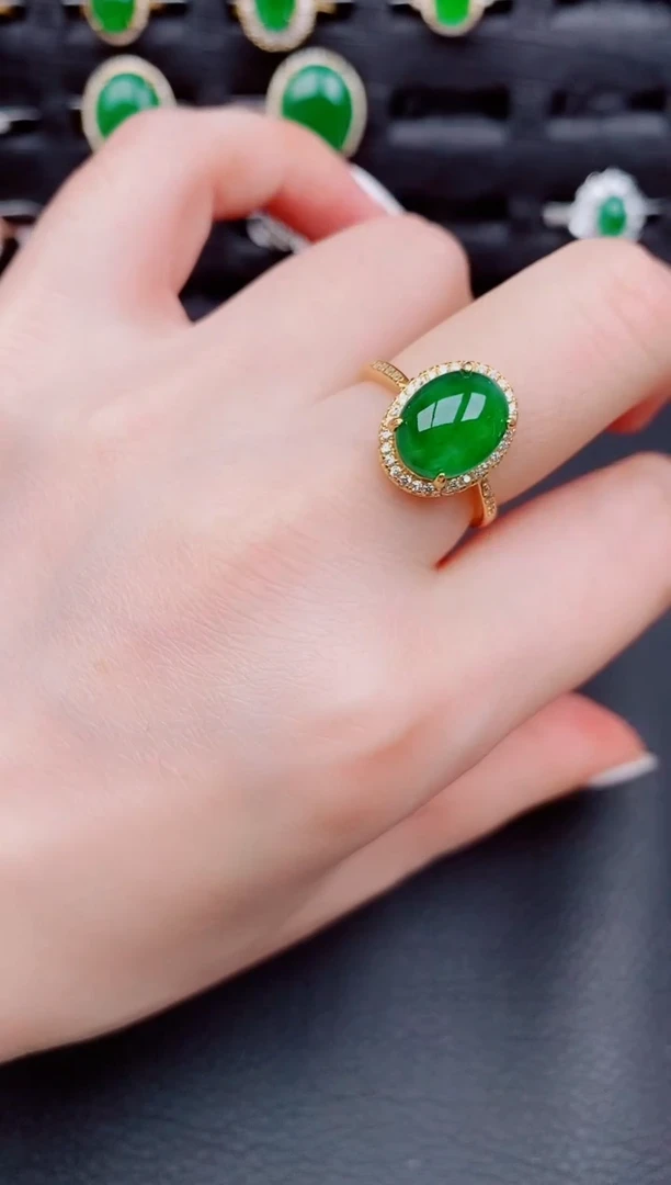 【闪购商品】翡翠戒指银S925镶嵌天然a货翡翠128