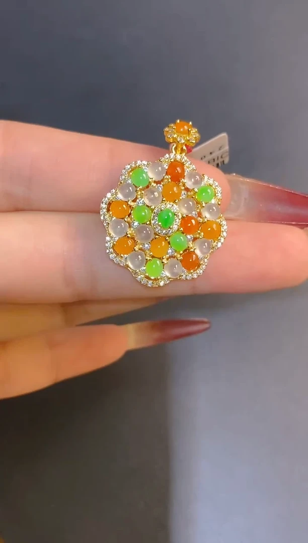 银S925镶嵌翡翠耳饰天然