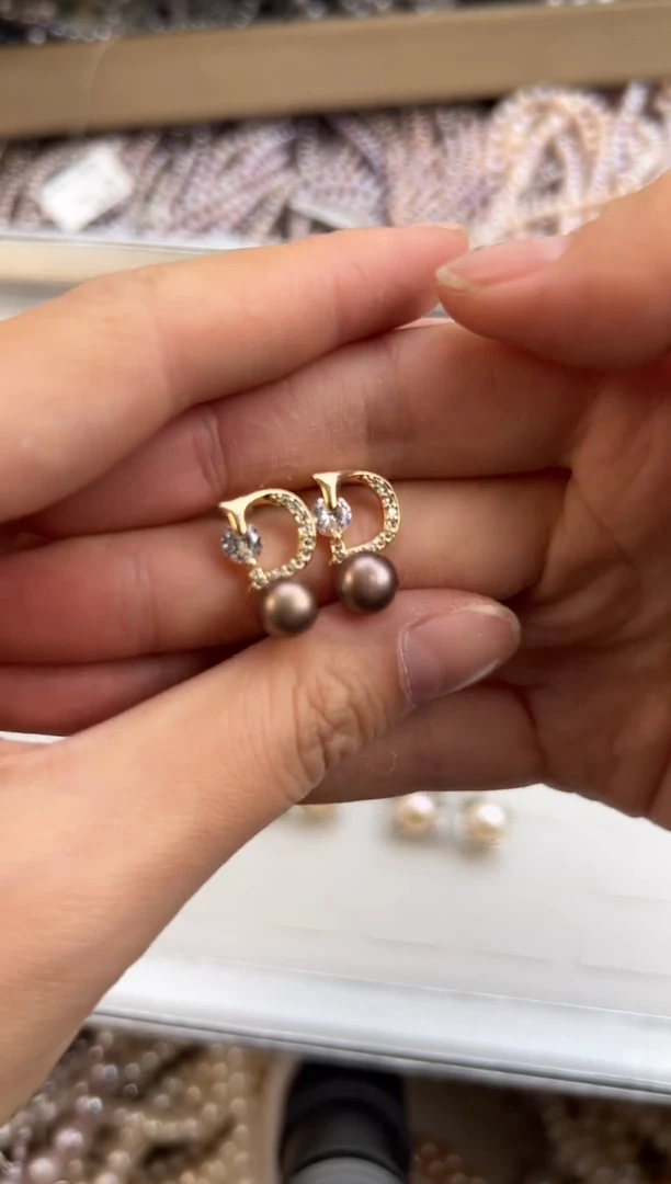 未镶嵌55淡水珍珠三*耳钉