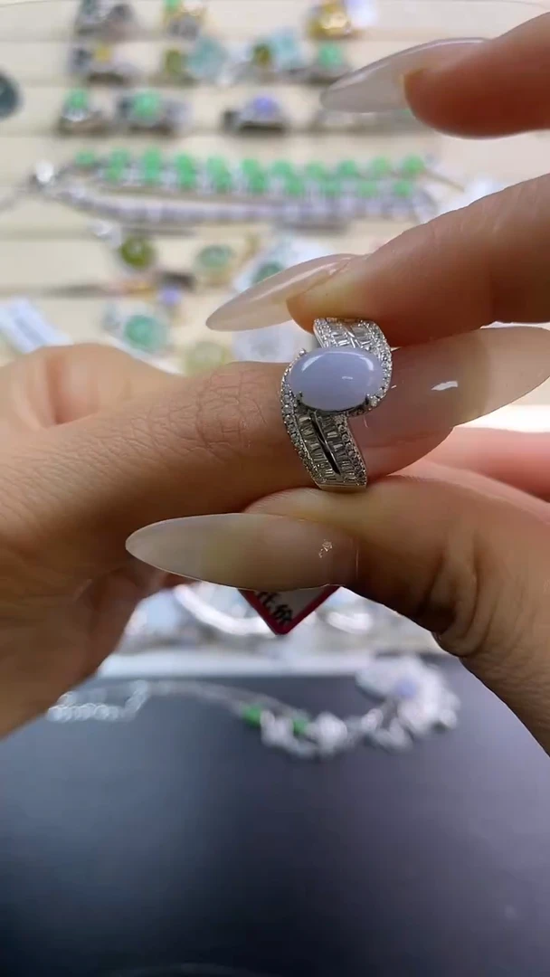 银S925镶嵌戒指翡翠翡翠 蛋面 银S925镶嵌