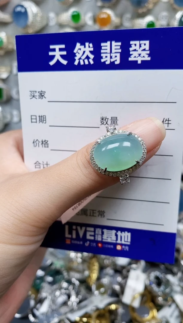 翡翠戒指银S925镶嵌105